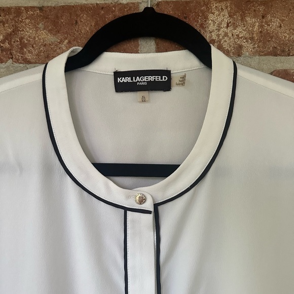 Karl Lagerfield white top with black piping - Picture 3 of 7